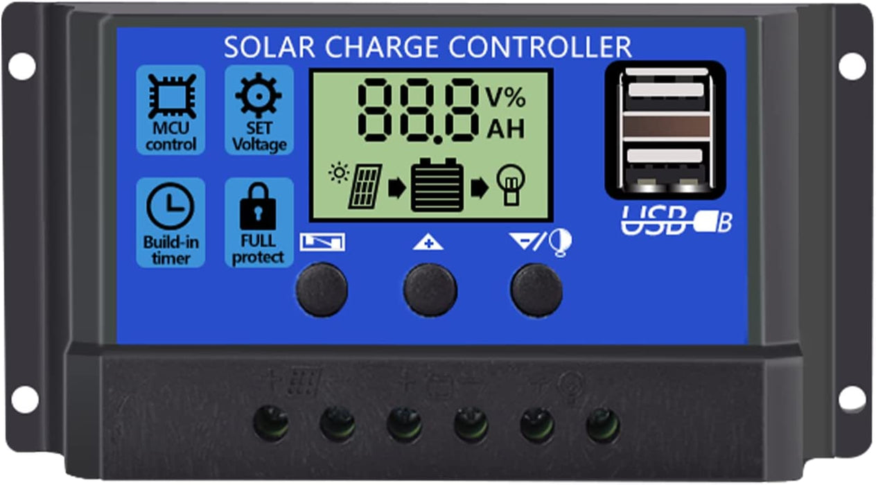 WERCHTAY 30A Solar Charge Controller 12V/ 24V Solar Panel Charge Controller