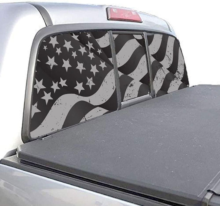 OFFROAD - American Flag Rear Window Decals for Car, Truck & SUV (Blowing in Wind)