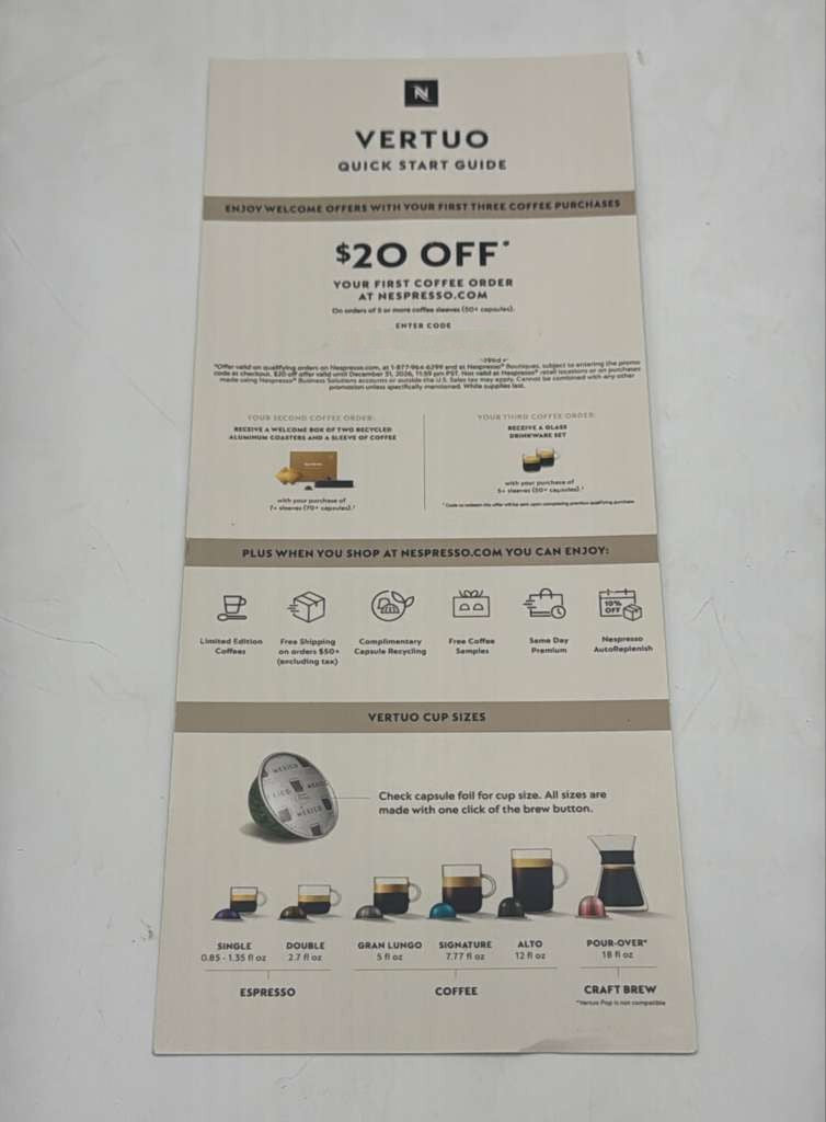 Nespresso 20 Dollar Off Online Order Coupon Code