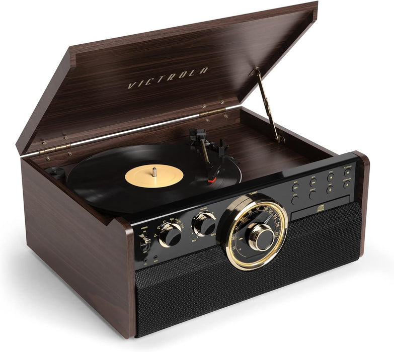 Victrola Empire Mid-Century 6-in-1 Turntable with 3 Speed Record Player