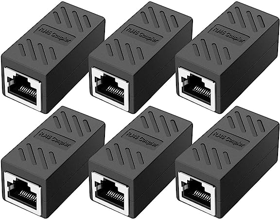 ZUZONG RJ45 Ethernet Coupler- Female to Female (6 Pack Black)