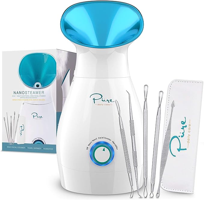 Pure PDC-4001- NanoSteamer Large 3-in-1 Nano Ionic Facial Steamer with Precise Temp Control - 30 Min Steam Time