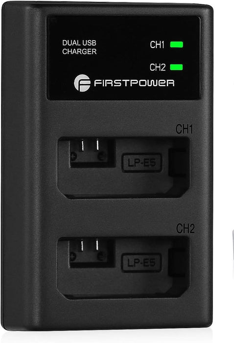 Firstpower DS-LPE5 Digital battery charger-Dual USB Charger for LP-E5 Batteries