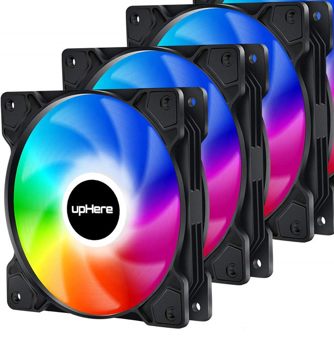 upHere RGB LED 120mm Case Fan,Quiet Edition High Airflow Adjustable Color LED Case Fan for PC Cases - 3PK