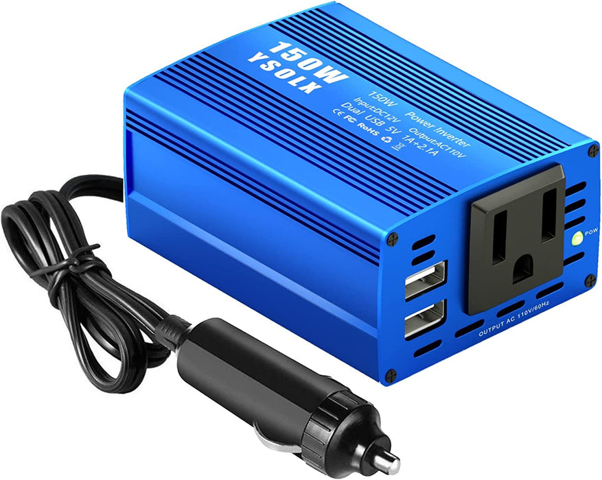 YSOLX 150W Car Power Inverter DC 12V to 110V AC Converter