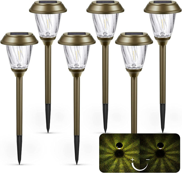 XMCOSY+ SL-0204-06 Solar Pathway Lights - 6 Pack Solar Lights Outdoor Waterproof