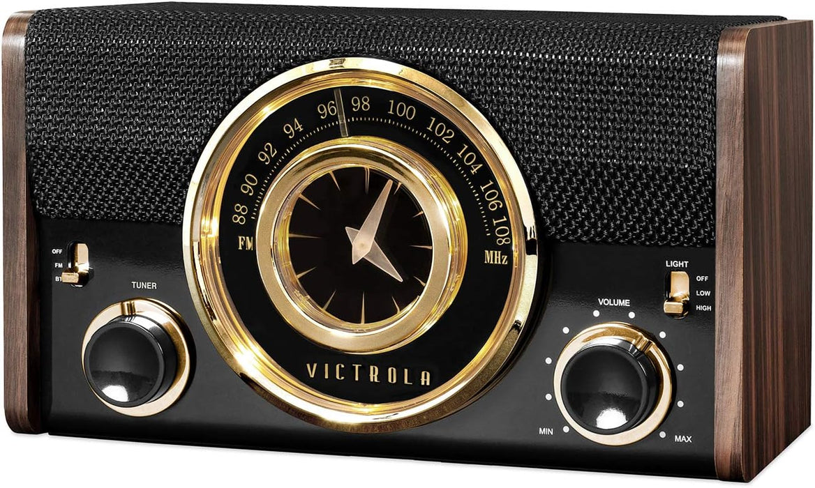 Victrola Bluetooth Analog Clock Radio - Espresso (VC-525)