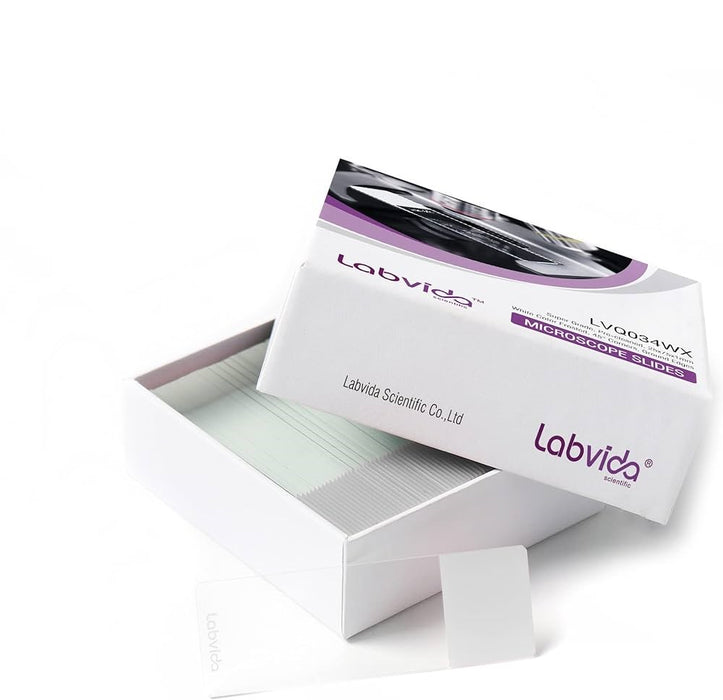 Labvida 72pcs Pre-Cleaned White Color Frosted Microscope Slide