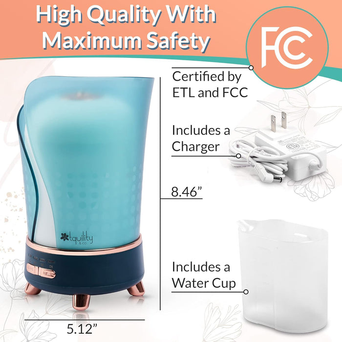 TQUILITY & CO. Essential 300ml Oil Diffuser Aroma Humidifier w/ 3 Night Light Settings