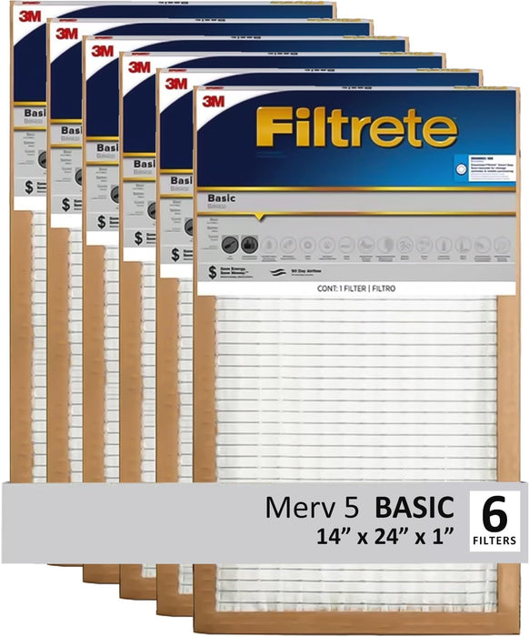 3M Filtrete Basic Air Filter FBL23CI 14 in x 24 in x 1 in - 6 Pack