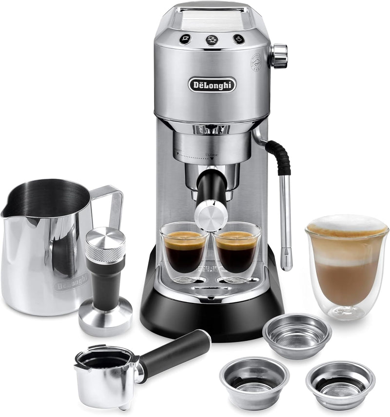 De’Longhi Dedica Arte Espresso Machine with Steam Wand 15-Bar Pump Compact Espresso Maker