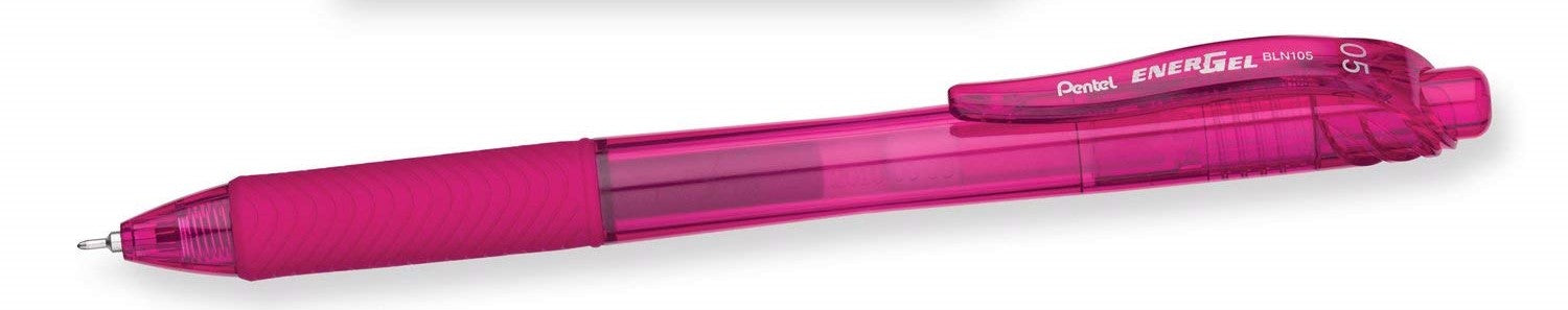 12 Pack Pentel EnerGel-X Retractable Liquid Gel Pen (0.5mm) Metal Tip, Pink Ink