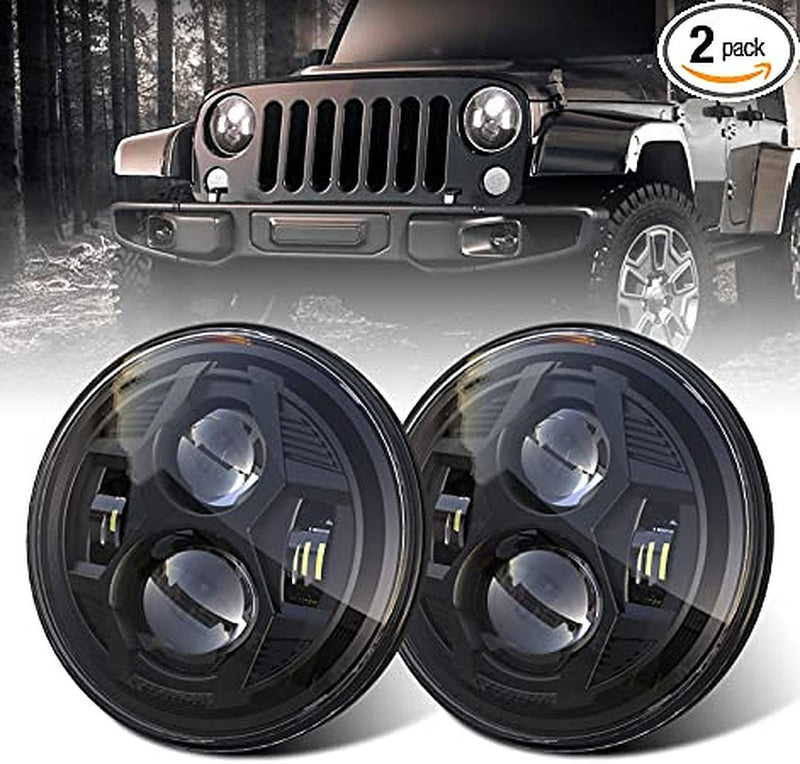 DOT 7 Inch Round LED Headlights-2pack(Black)
