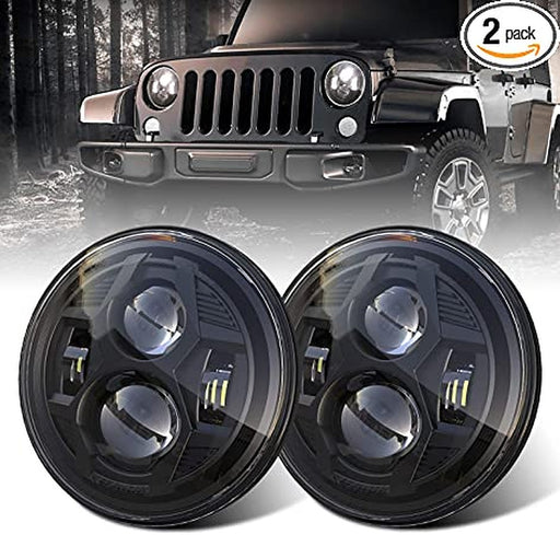 DOT 7 Inch Round LED Headlights-2pack(Black)