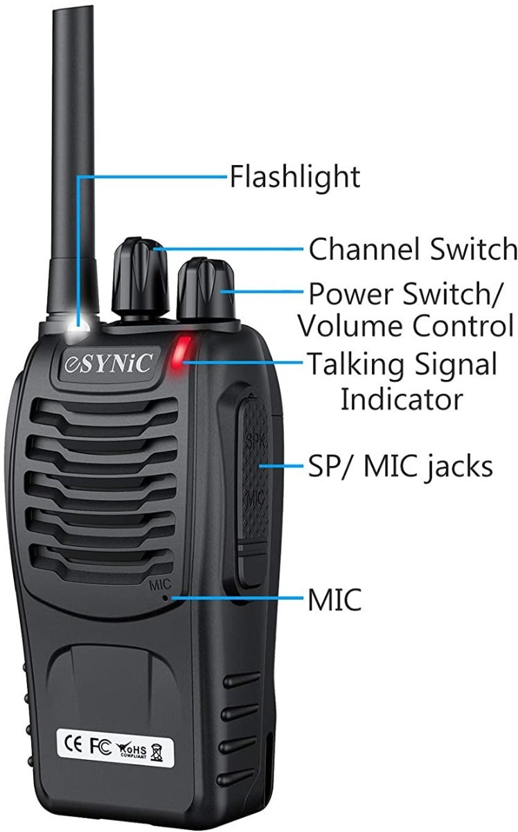 eSynic Professional Rechargeable Walkie Talkies 2 Way Radio