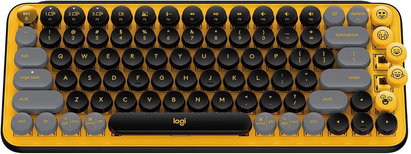 Logitech POP Keys Wireless Mechanical Tactile Switch Keyboard with Customizable Keys - Blast Yellow