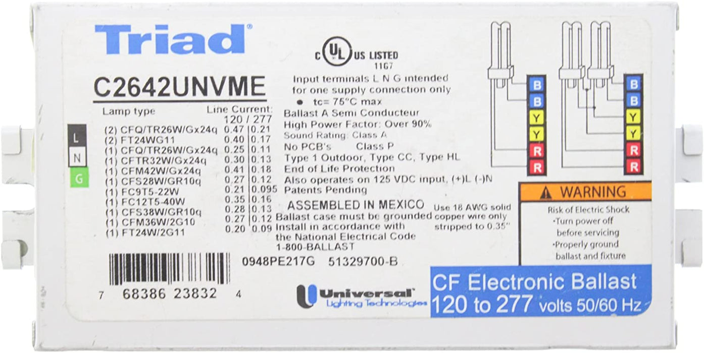 Universal C2642UNVME Triad Compact Fluorescent Electronic Ballast