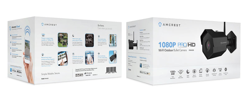 Amcrest 1080P Outdoor Security Camera Wireless 2MP WiFi Security - IP2M-852B