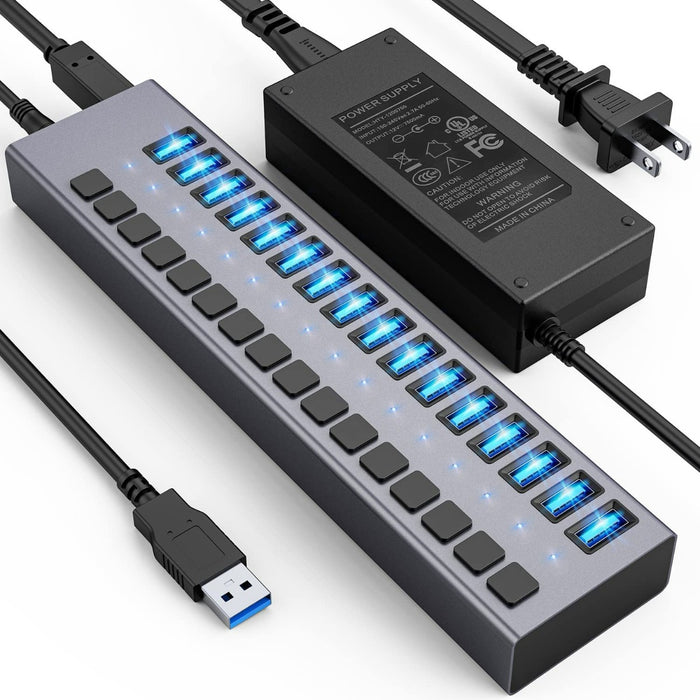 ACASIS 16 Ports  90W Powered USB 3.0 Data  Hub