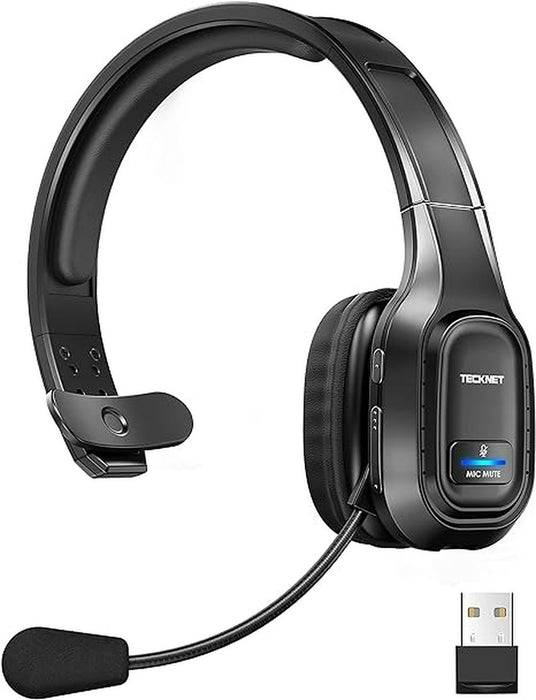 Tecknet TK-HS001Trucker Bluetooth Headset with Microphone Noise Canceling Wireless On Ear Headphones