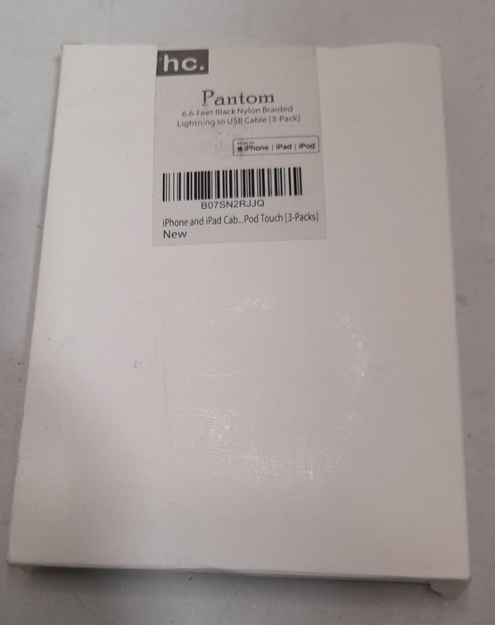 Panton  6.6 feet  Black Nylon Braided 8 Pin connector TO usb Cable 3 pack