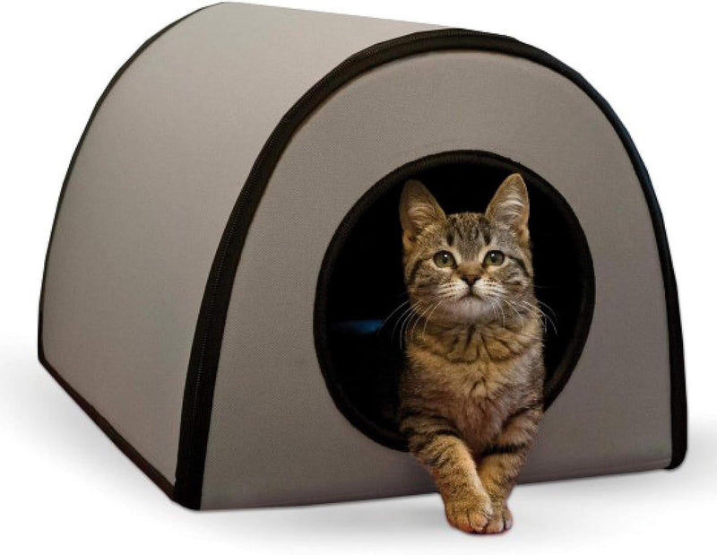 K&H Pet Products 100213179- Thermo Mod Kitty Shelter Waterproof Outdoor Heated Cat House Gray 21 X 14 X 13 Inches