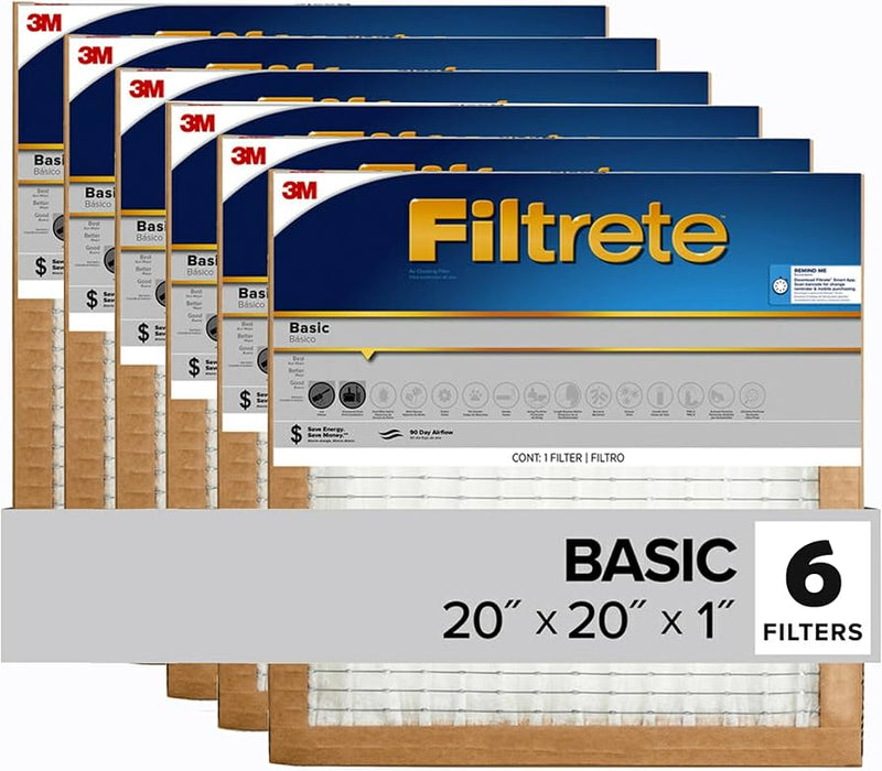 3M Filtrete Basic Pleated Air Filter FBL02CI 20 in x 20 in x 1 in - 6 Pack