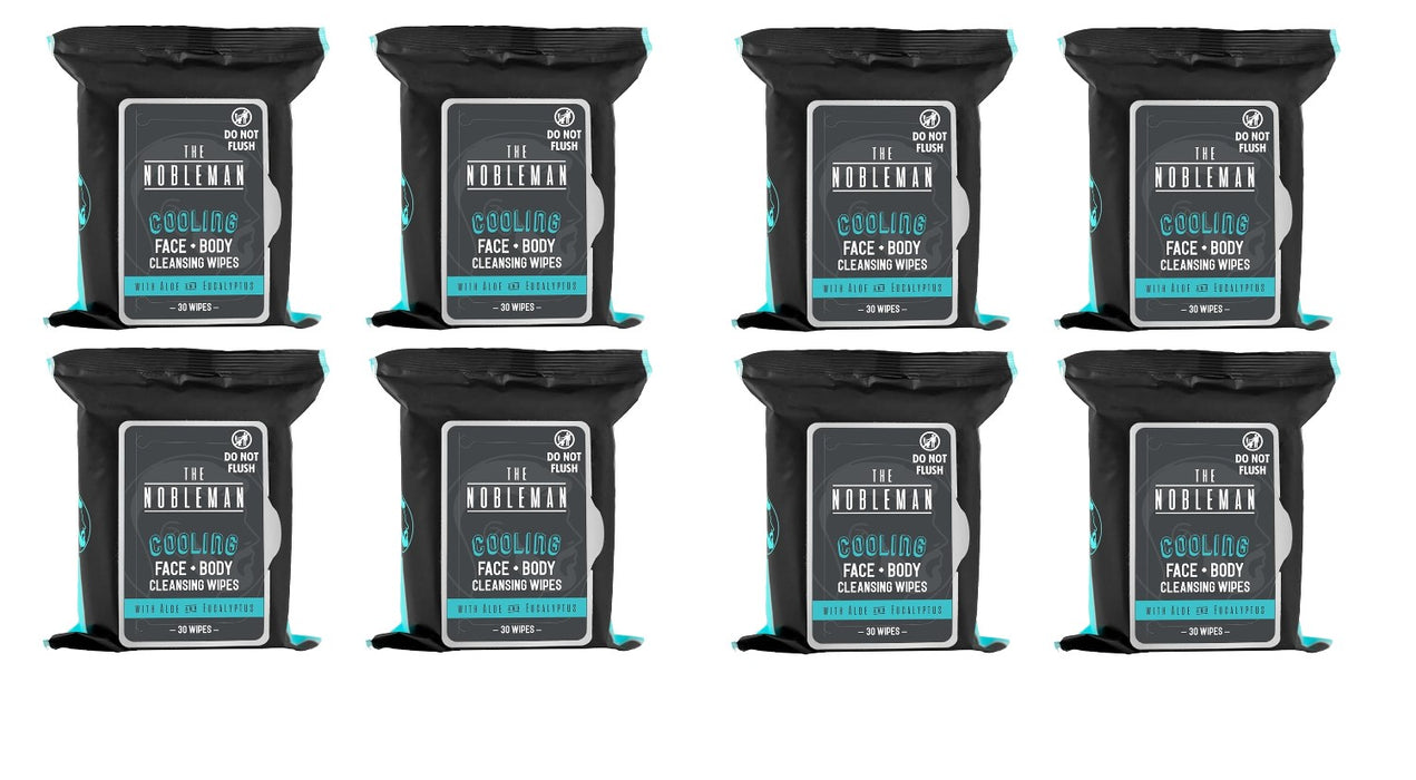 The Nobleman Men's Cooling Face + Body Cleansing Wipes - 8 Pack - 240 Count