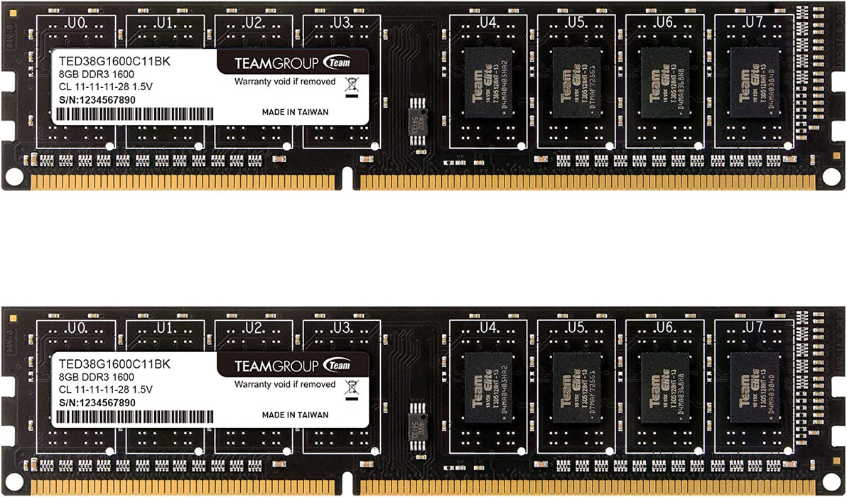 TEAMGROUP Elite DDR3 16GB Kit (2x8GB) 1600MHz CL11 240 Pin PC Computer Desktop Memory Module Ram Upgrade