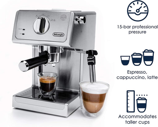 De'Longhi 15 Bar Pump Espresso Machine with Advanced Cappuccino System - Stainless Steel