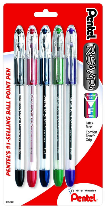 10 Pack Pentel R.S.V.P. Ballpoint Pen, Fine Line, Assorted Ink