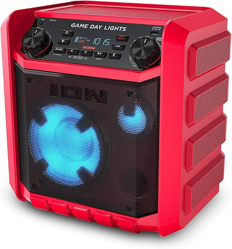 ION Audio Game Day Lights Wireless Rechargeable Speaker System with Lights - Red