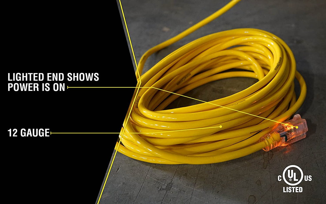 Yellow Jacket 2884 12/3 Heavy-Duty 15-Amp SJTW Contractor Extension Cord