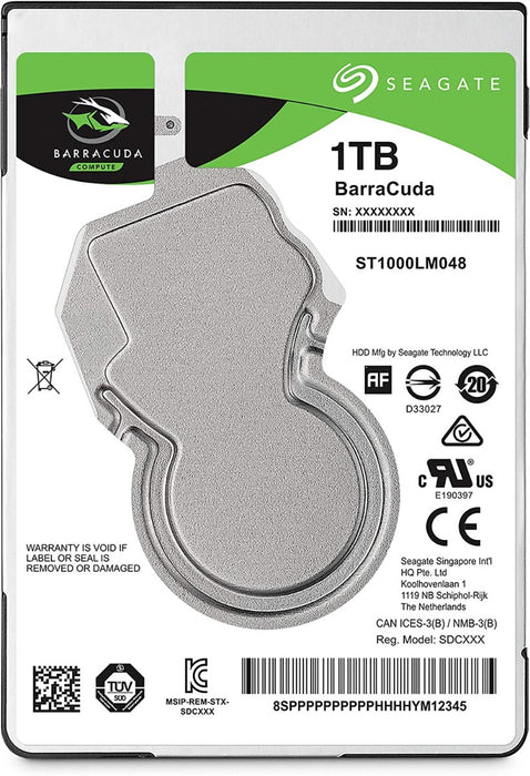 Seagate BarraCuda 1TB Internal Hard Drive HDD – 2.5 Inch SATA 6 Gb/s 5400 RPM 128MB Cache for PC Laptop (ST1000LM048)