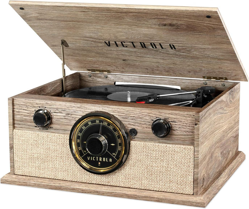 Victrola 4-in-1 Cambridge Farmhouse Modern Bluetooth Turntable with FM Radio