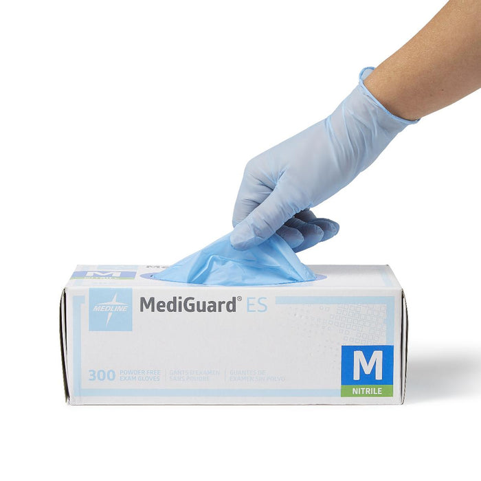 Medline MediGuard ES Powder-Free Nitrile Exam Gloves - M - 300 Pack