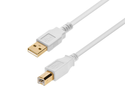 Monoprice USB-A to USB-B 2.0 Cable - 28/24AWG Gold Plated White 10ft