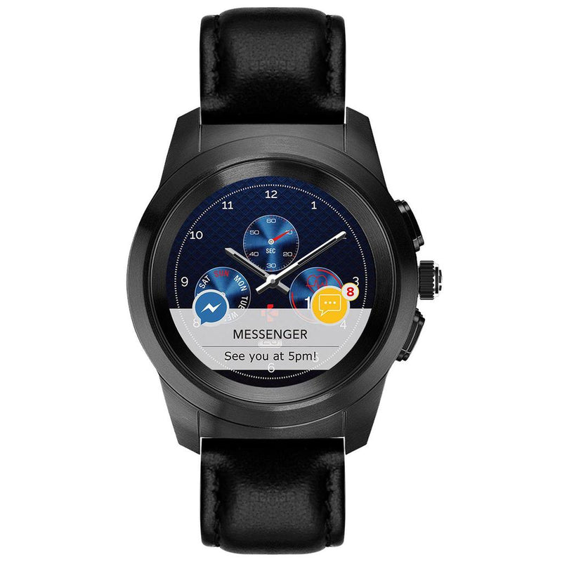 MyKronoz ZeTime Hybrid Smartwatch 39mm Stainless Steel - Brush Black with Black Embossed Leather