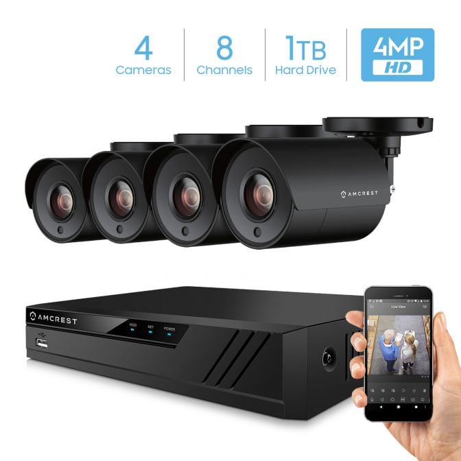 Amcrest 8 Channel 1TB Video Security System with 4 Outdoor Cameras AMDV40M8-4B-B