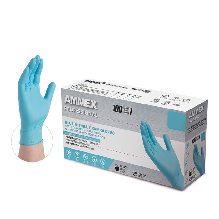 Ammex Powder Free Nitrile Large Exam Gloves - APFN46100