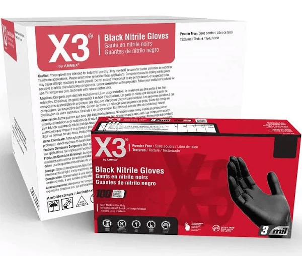 AMMEX X3 Nitrile Gloves BX344100 Medium - 1000 Count