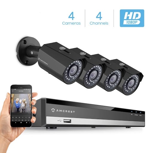 Amcrest ProHD 2-Megapixel (1920 x 1080p) Network POE Video Security System w/ 4CH 4K - AMNV20M4-4B