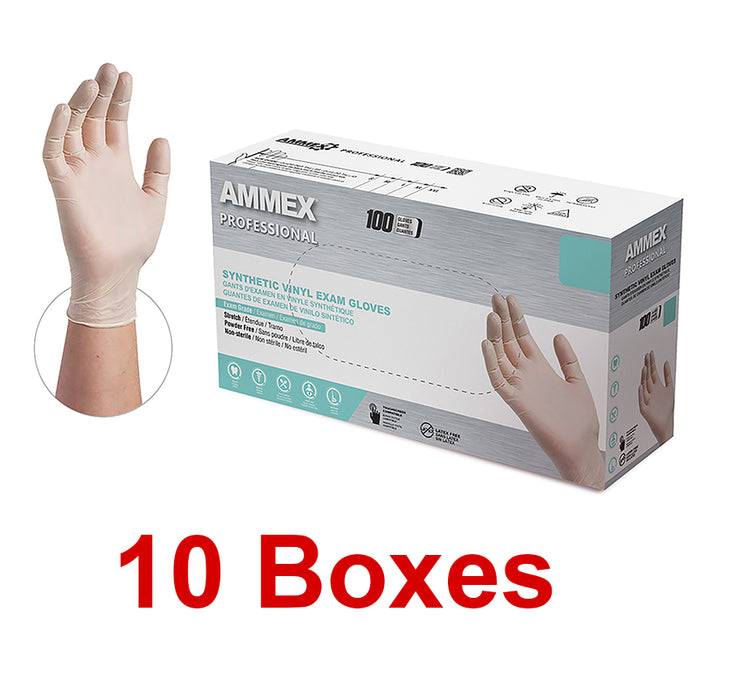 Ammex Stretch Vinyl Ivory Exam 4.0 Mil Glove - Medium VSPF44100