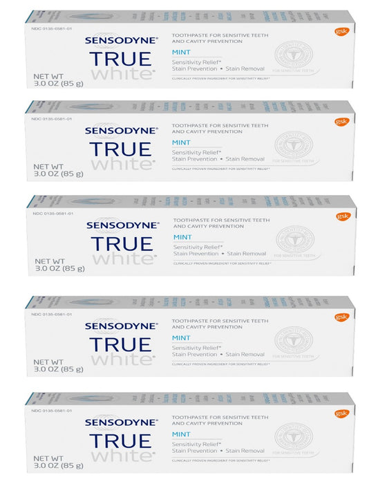 Sensodyne True White Mint Sensitivity Toothpaste 3oz Pack of 5