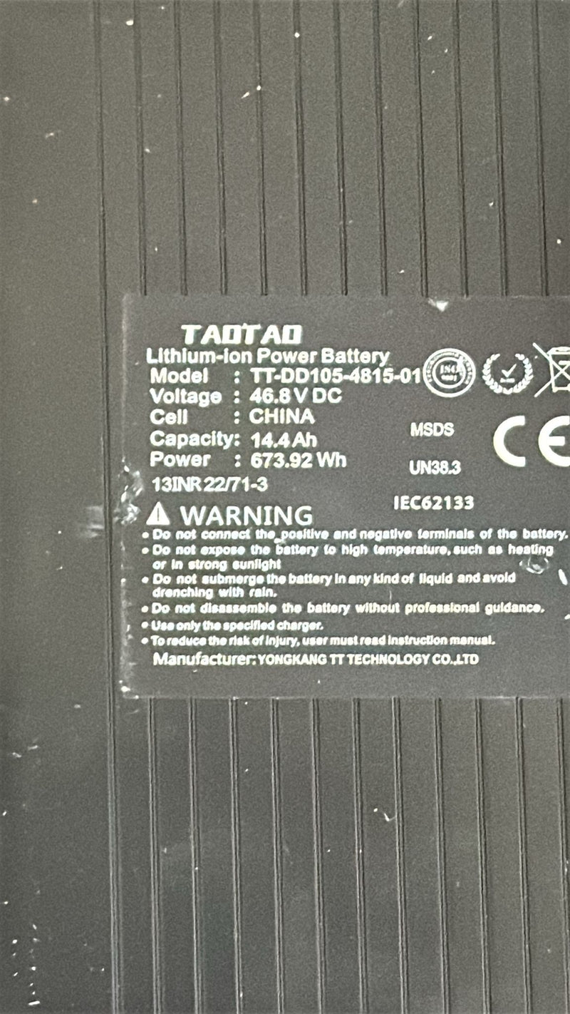 GoTrax Lithuim-Ion Power Battery TT-DD105-4815-01 - 46.8V 14.4Ah