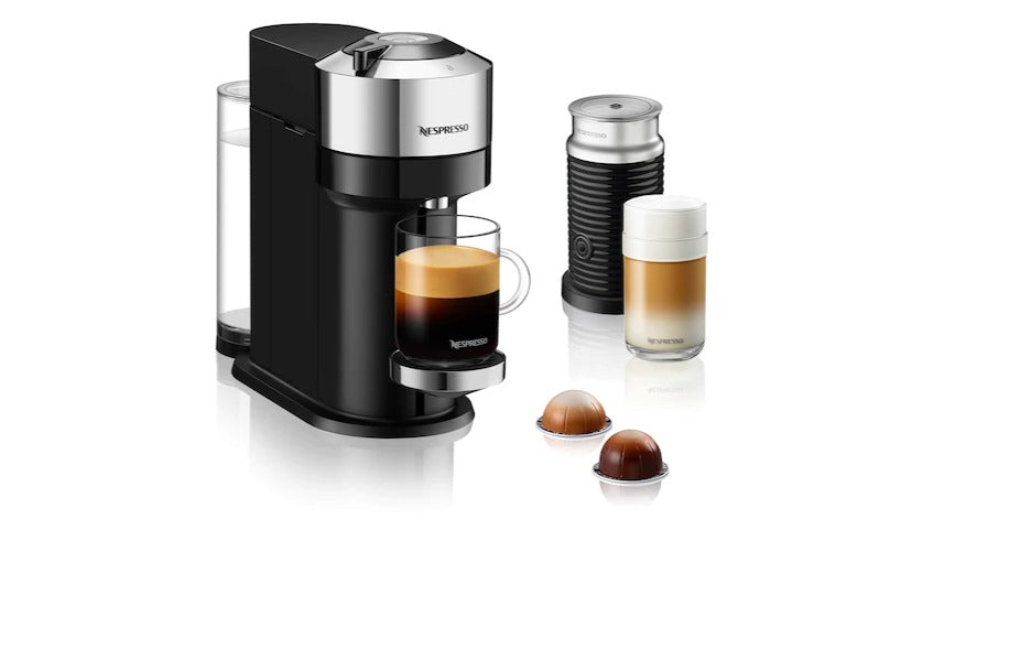 Nespresso Vertuo Next Coffee and Espresso Maker with Aeroccino Milk Frother - Chrome