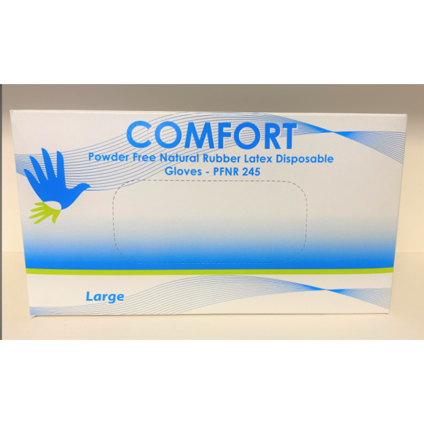 Comfort Powder Free Natural Latex Large Gloves Nitrile Exam Gloves - 1000CT - PFNR 245