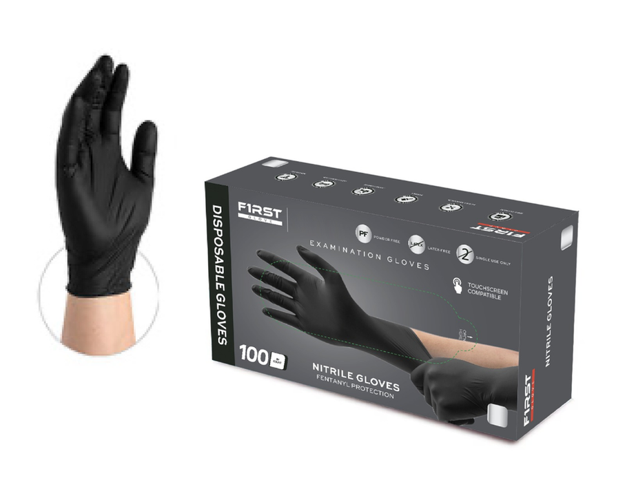 FIRST GLOVE  Large 700 Ct. Black Nitrile Disposable Gloves - 110000