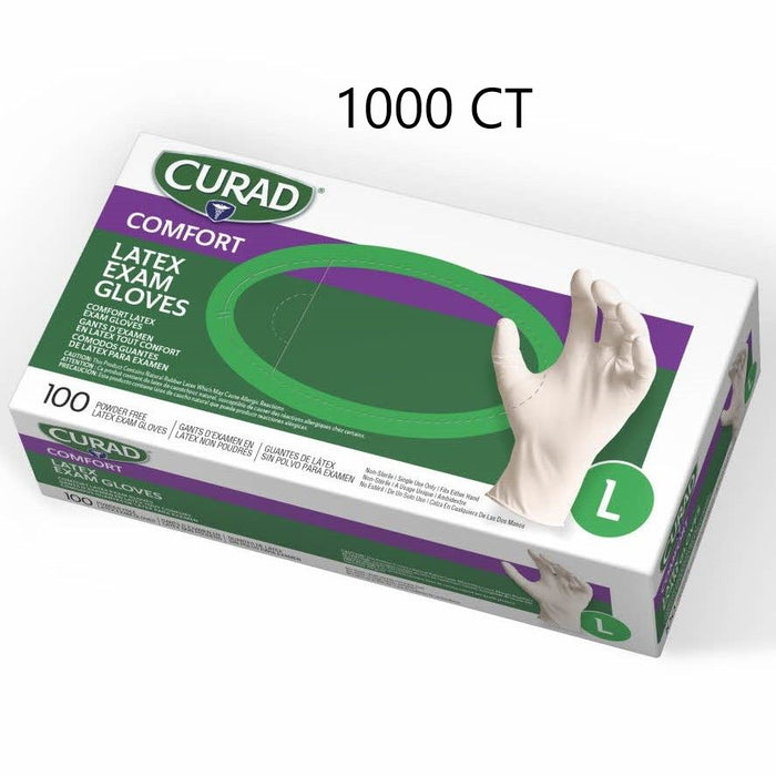 CURAD Comfort Latex Exam Gloves L 1000CT - CUR8106