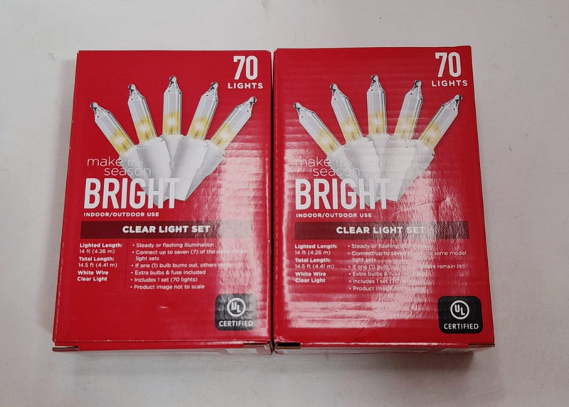 Make The Season Bright Indoor/Out door 70 Clear Light Set-2Pack